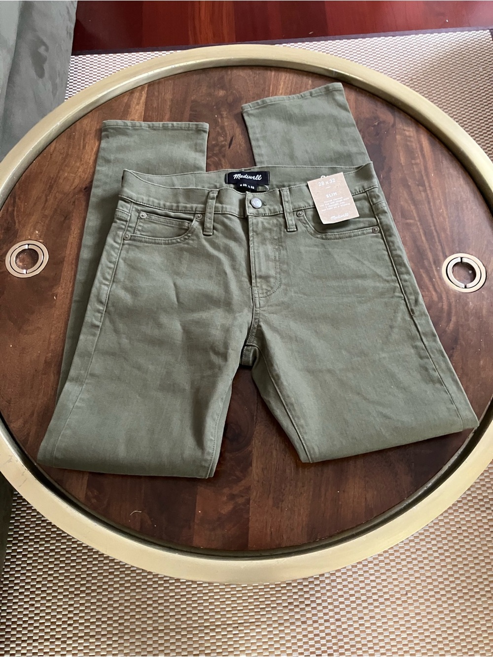 Madewell Slim Jeans Olive Green Size 28x32 Cotton Blend Stretch